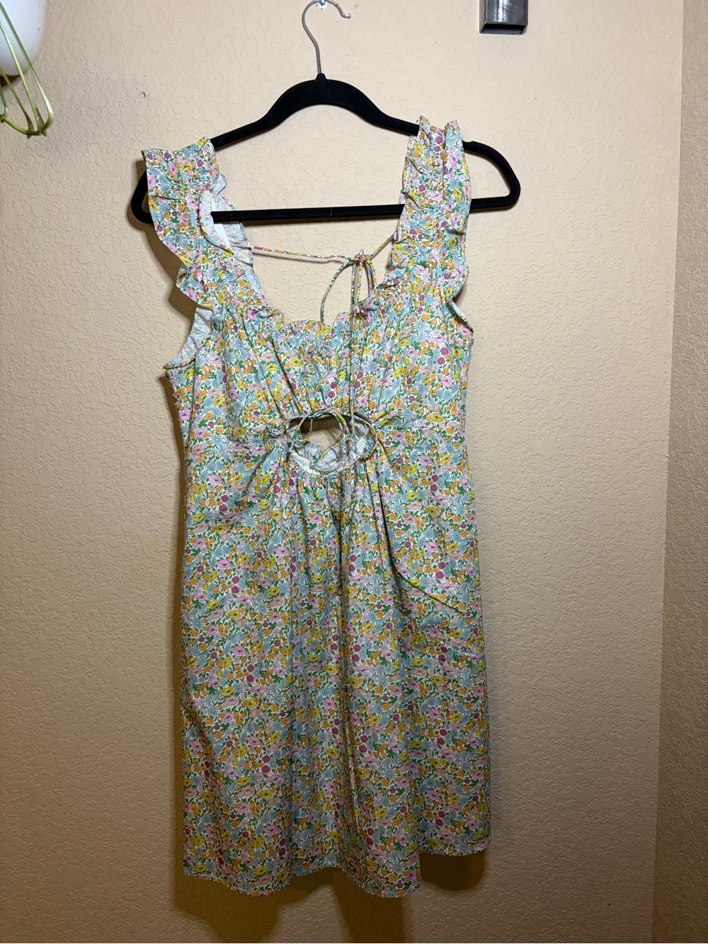 For Love & Lemons Raleigh Ruffle Tie-Back Sundress in Pastel Yellow